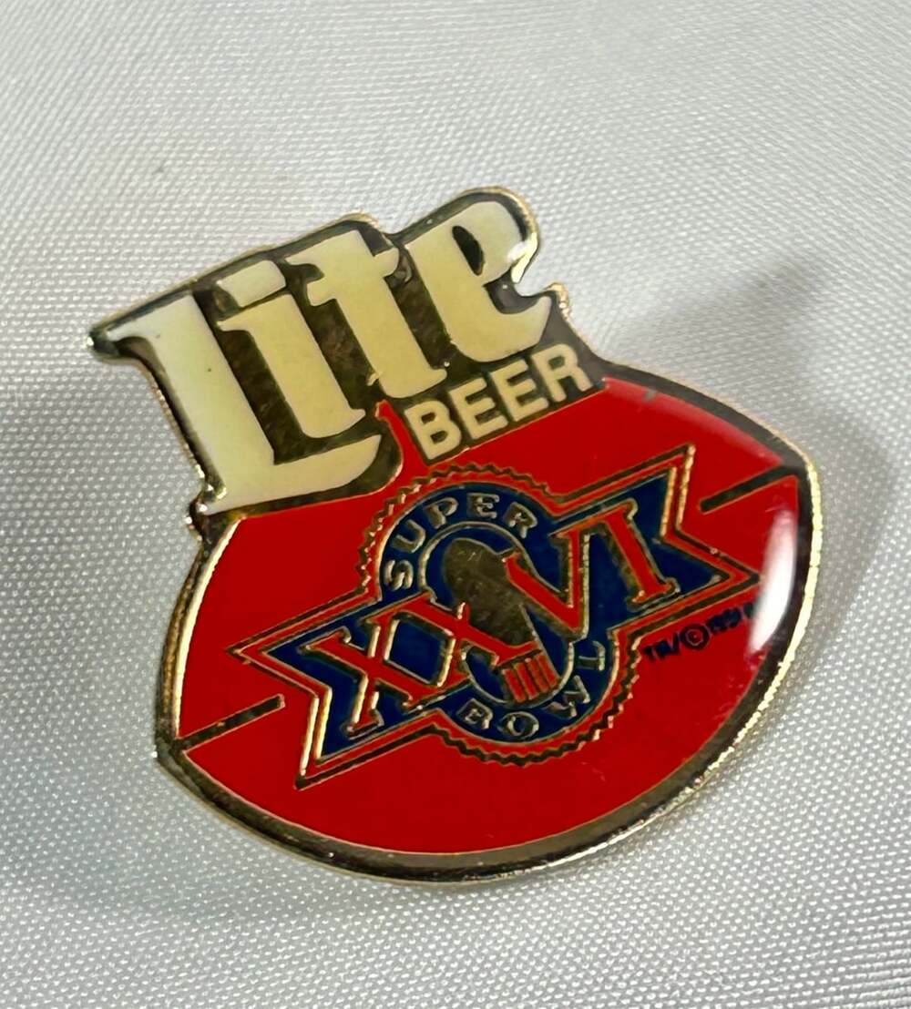 Miller Lite Super Bowl lapel hat pin 1992
